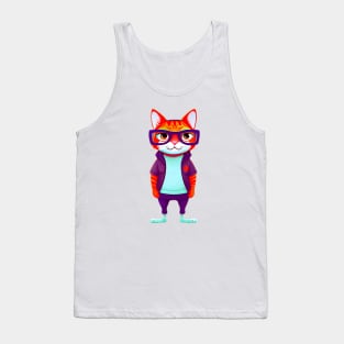 Cute red cat in classes Tank Top